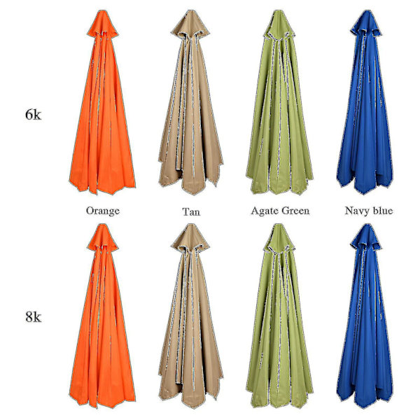 Udskiftningsstof til haveparasol baldakinovertræk til 3m 6/8 arm terrasse solparasol 50% tilbud Tan 300cm*6k