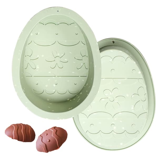Æggeforme, påske silikone æg chokoladeform 2-pak store brudbare æggeforme 18 cm kageforme påskeforme silikone chokoladebakke til