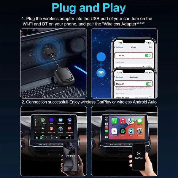 2-in-1 langaton CarPlay Android Auto -sovitin autosoittimeen, Mini Ai Box Toyoto MG:lle