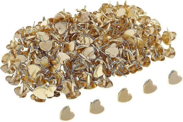 200 Stykker 9mm Gullfargede Mini Brads Hjerteformede Papirfester Messing Pastell Metall Brads for Scrapbook