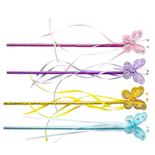 4 stk sommerfuglfe-tryllestaver bånd sommerfuglfe-stav for maskerade