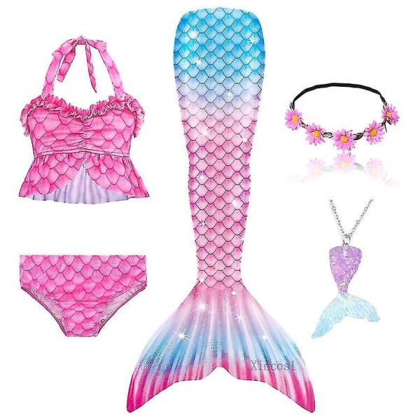 2023-5 st/set flickdräkt för flickor, Den lilla sjöjungfrun, cosplay, strandkläder, badkläder-1 Package 18 150