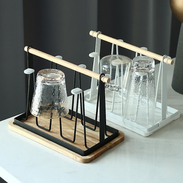 Flaskavrinnare, avrinnare för 6 flaskor för koppar eller muggar, halkfri avrinnare för glas, glasställ White 23.8*14*19.2cm