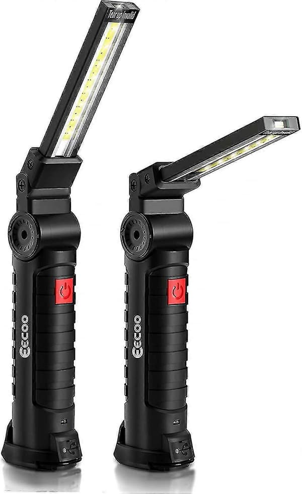 2 stk. COB arbejdslygte LED 800lm Ultralys, USB genopladelig