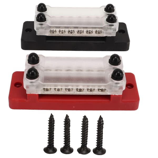 Stud Power Distribution Block Rustfrit Stål Fordelingsterminal Studs Blok til Bil Marine Båd 150A 300V Sort Rød