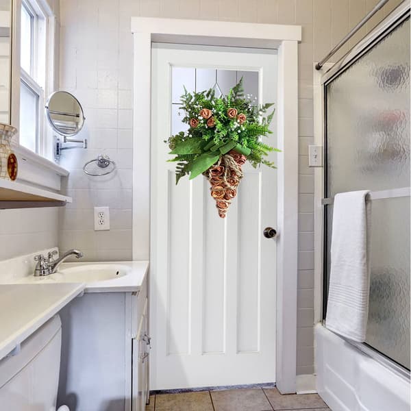 Easter Carrot Shaped Spring Wreath with Artificial Tulips for Front Door Decoration