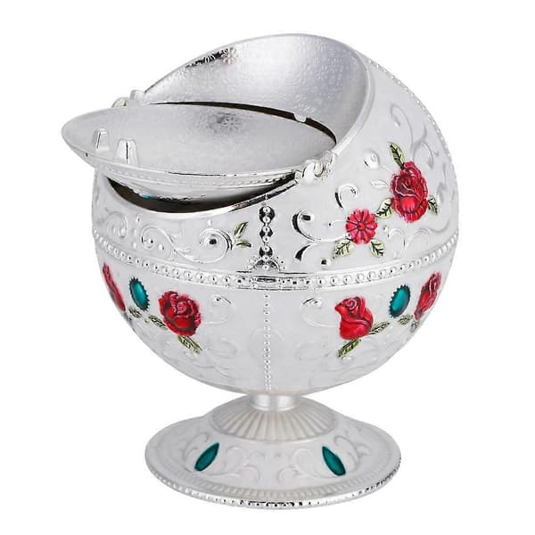 Bärbar Mini Askkopp Metall Rund Boll Stämplat Mönster Presentdekoration (#02)