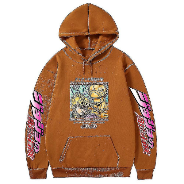 Jojo's Bizarre Adventure Print Huvtröja Hoodie Casual Unisex Hoodie - A Style brown dark XL