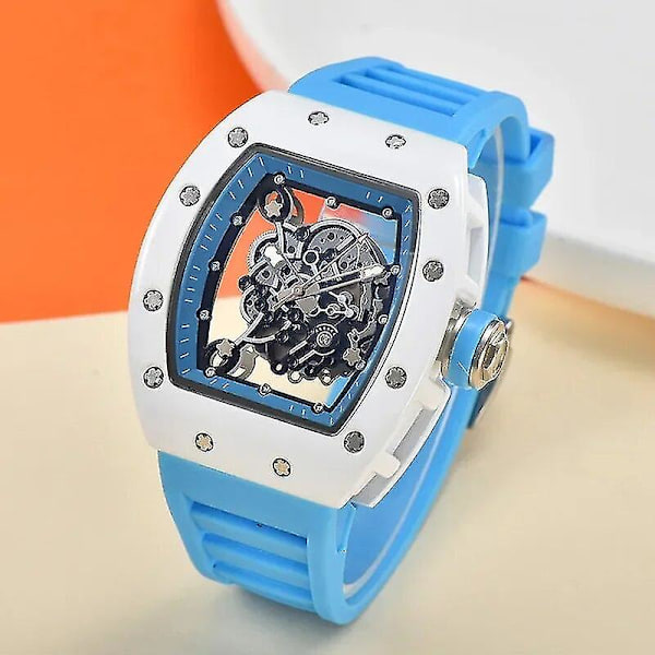 Toppmärket automatisk sportkörning sekunder 3 stift transparent botten fullfunktion herr lyx RM watch herr kvarts watch 20
