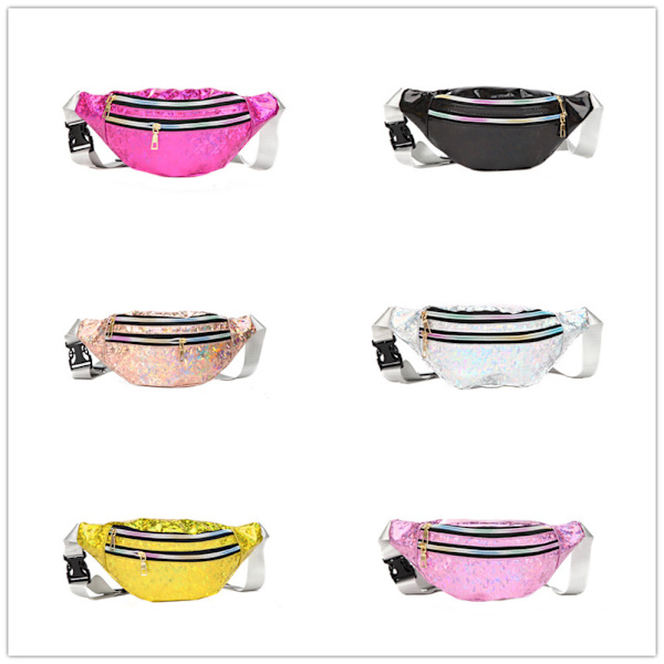 Fanny Pack för barn, glitter midjeväska Blanka väskor med justerbar qd