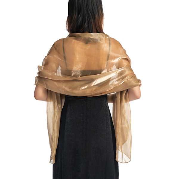 Tunn ljus siden enfärgad klänning sjal brudtärna Cheongsam lång sjal Camel One Size