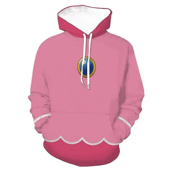 Voksen Dame Herre Super Mario Hættetrøjer Vinterkostume Hættetrøje Pullover Peach L