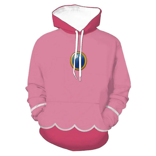 Voksen Dame Herre Super Mario Hættetrøjer Vinterkostume Hættetrøje Pullover Peach M