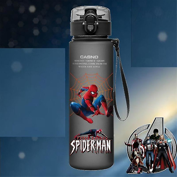 Spiderman Hulk Anime Vattenflaska Iron Man Captain America Pojkar Cartoon Plast Drickkoppar Barn Vuxna Vattenglas 560ml 25