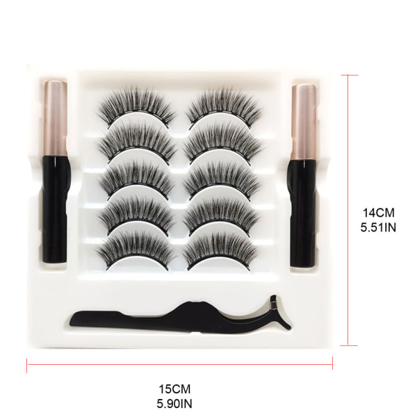 Magnetiska ögonfransar och eyeliner Kit 5 par naturligt utseende lösögonfransar med magnetisk eyeliner pincett Lätt att applicera 1