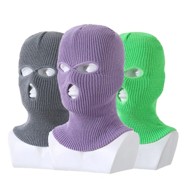 winter ski mask adult balaclava three hole hat Fleece Knitted Winter Hat Windproof Face Knit Balaclava qd