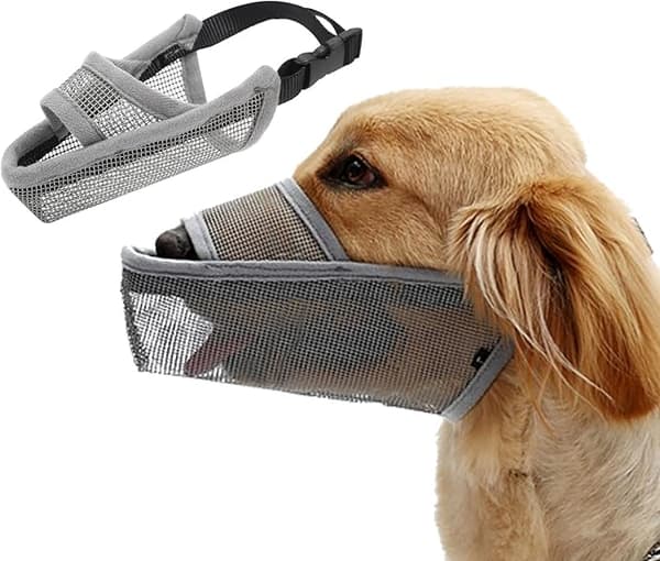 Hundemaske Blød Nylonmaske (Grå, Medium) - Justerbar Åndbar