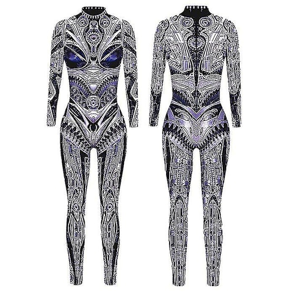Uusi Halloween-robottipuku naisille 2024 Steampunk Seksikäs Cosplay-asu Karnevaalijuhliin Pitkähihainen Halloween-body Viileä G Kid M(135-140cm)