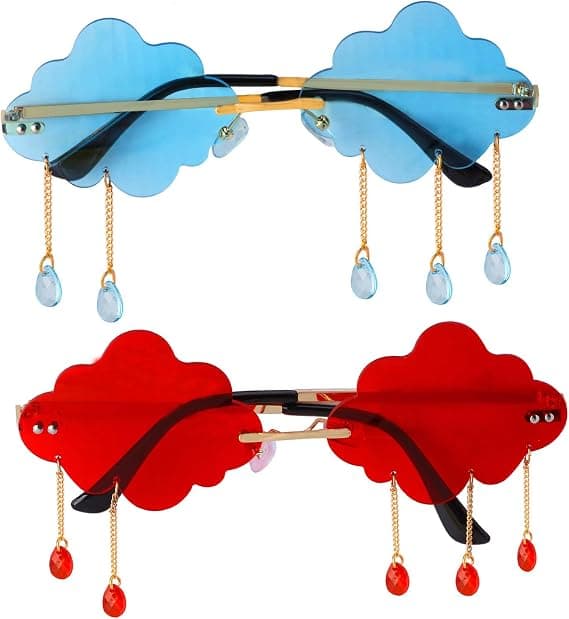 2 Par Mode Regn Sky Rammeløse Solbriller Retro Uregelmæssig