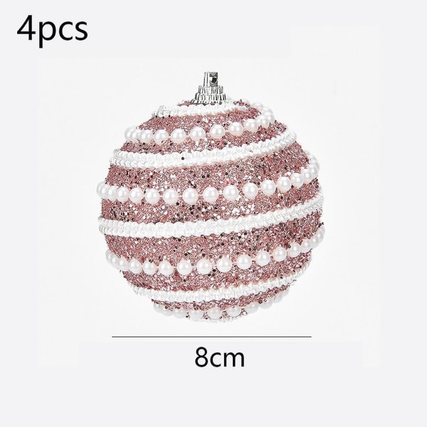 Bitar Glitter Julgran Dekor Set, 8 mm Glitter bollar för julgranar Bröllopsfest Holiday Dekor (rosa)