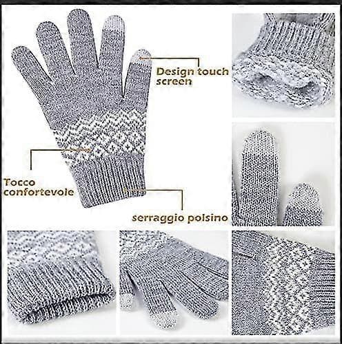 2 Par Acsergery Dame Vinter Touch Screen Handsker Varme Strikkede Termiske Handsker Tykkere Gave