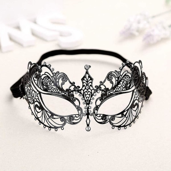 Maskerad mask för kvinnor metall mask glänsande strass venetiansk fest kväll bal bal mask bar kostymer tillbehör Phoenix black