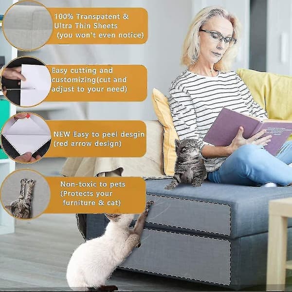 6-pack Repskydd Soffa Katt, 45 cm X 20 cm, Transparent Kattskydds Möbel, Repskydd För Soffa