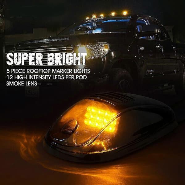 5 stk. gule LED-taklys for Ford Jeep Dodge lastebil SUV