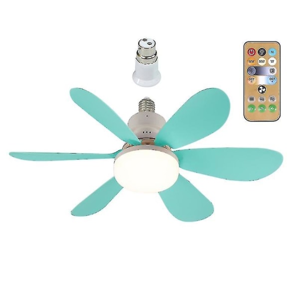 E27 Moderne Reversibel Loftventilator Lampe 40w Soveværelse Fjernbetjening Ventilator Lampe Blue Ordinary lampshade