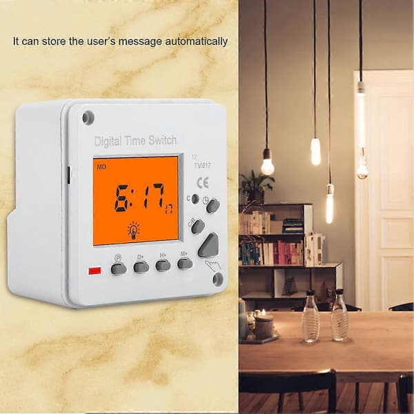 Digital Elektrisk Hållbar Programmerbar Smart Kontrollbrytare Timer med Bakgrundsbelyst Display (110V)