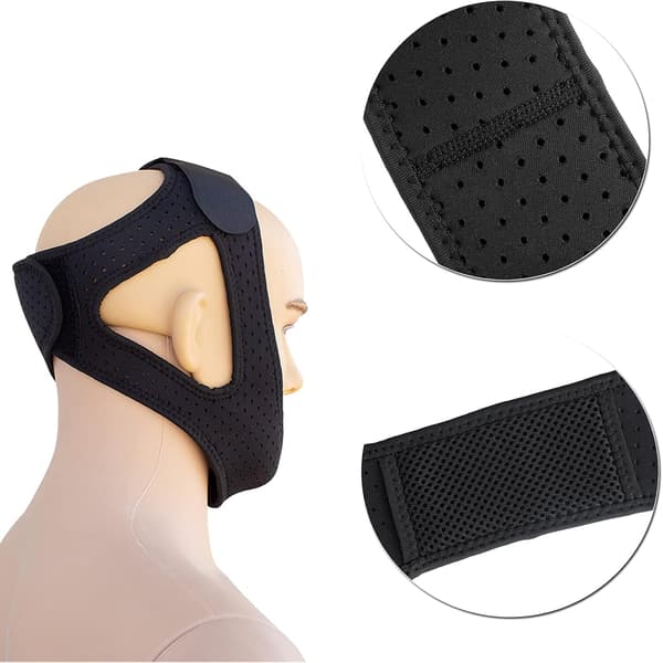 Justerbar Anti-Snork Chin Strap, Sort Anti-Snork Strap, Til Mig