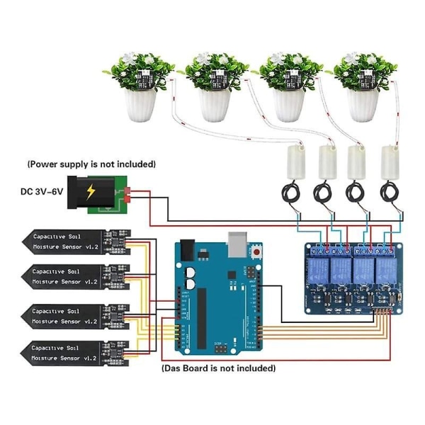 Diy Automatisk Vattning Bevattning Modul Kit System Jordfuktighetssensor Pumpar