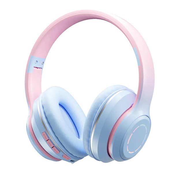 Trådløst Gaming Headset Gradient BT5.2 Forbindelse Bløde Ørepuder Farverige Lys Spil Headset til Stationær Bærbar Blå