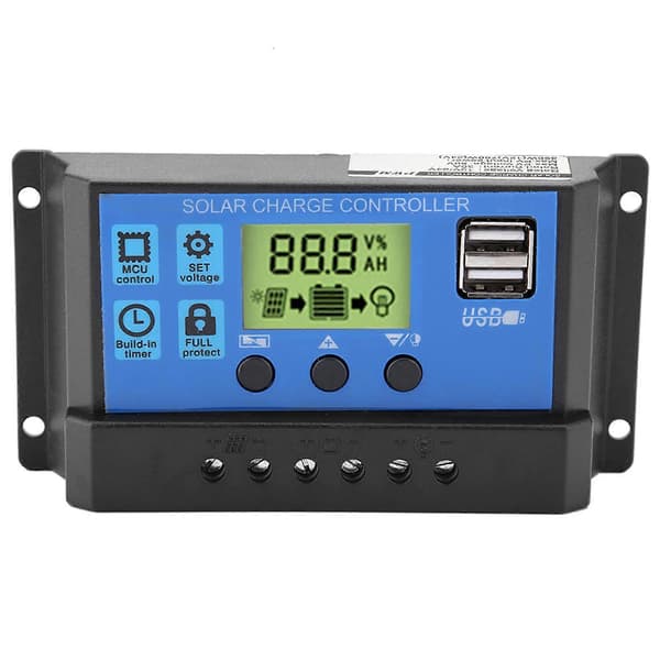 PWM 12V 24V Dual USB Solarpanel Opladningscontroller Regulator LCD-skærm 30A (YJSS-30A)