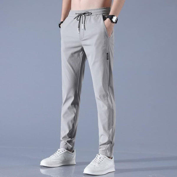 Snabbtorka Stretchbyxor för män, Ice Coola Andningsbyxor Löpning Jogger Träningsbyxor med dragsko med fickor Gray 4XL