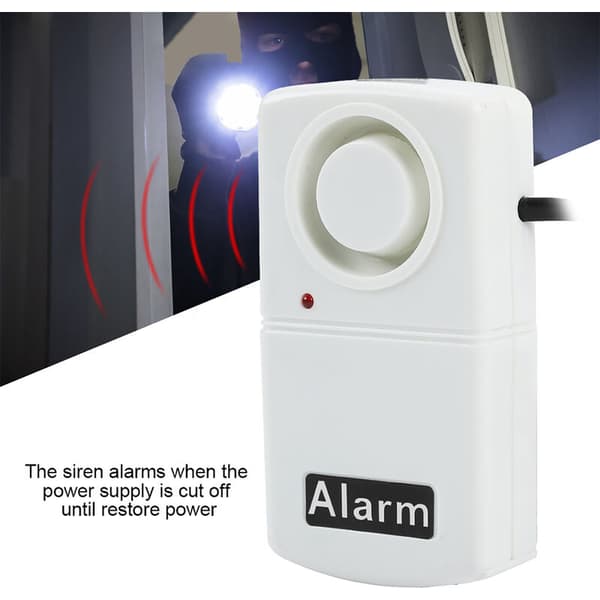 (Hvit) Strømbrudd Alarm - 120dB LED Indikator Sirene Alarm Strøm