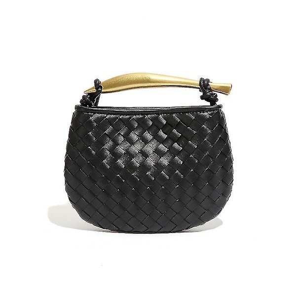Mini flätad sardinväska, Crossbody-väska för kvinnor, handväska B1679 Black