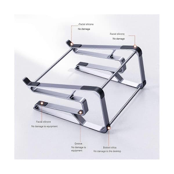 Bærbar stativ opbevaring aluminiumslegering tablet stativ desktop universel varmeafledning computer stativ, sølv