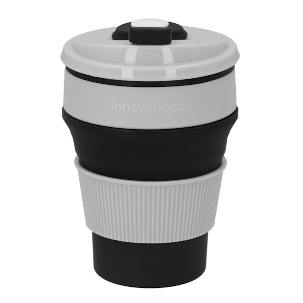 Vikbar mugg med lock - silikon black