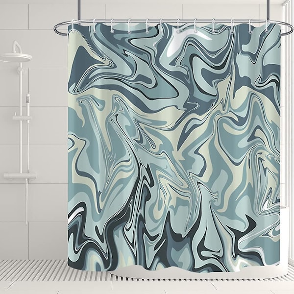 Marmor badrum duschdraperi lila guld tyg duschdraperier med krokar akvarell abstrakt duschdraperi foder 72x72 tum Light Blue 72x84 inch