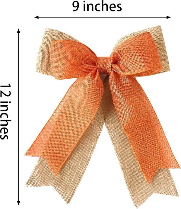 4 stk. efterårsbuer til efterårsdekoration, høst orange hessian kransbue