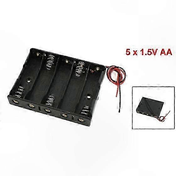 AA batteriholder med 5 pladser, sort ledningskasse til 1,5V batterier [RONg]