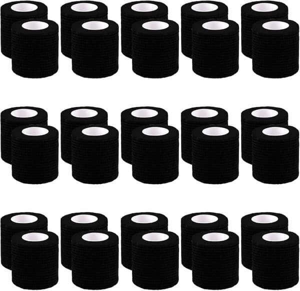 30 ruller (sort, 5 cm x 4,5 m) Elastisk selvklæbende bandage, sportstape til fingre, hænder, fødder, håndled [RONg]
