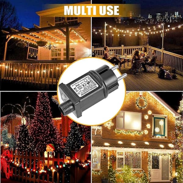 2 stk Transformator 24V 6W LED-strømforsyning, lavspent driveradapter blinker IP44 med 8 moduser, timer [RONg]