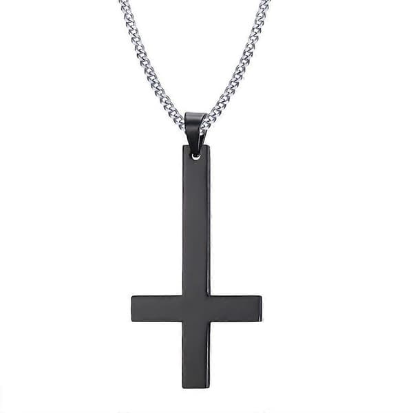 Rustfrit stål omvendt kors halskæde amulet overraskelsesgave til drenge Gir