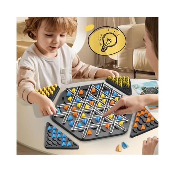 Triggle Game - Chain Triangle Game, ABS Peg Strategy Game, Elastic Triangle Game, 2 to 4 Players [RONg]