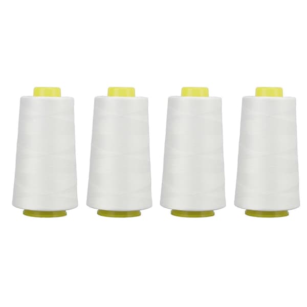 4 stk. overlocktråd hvit premium polyester solid slitesterk mye brukt hvit tråd