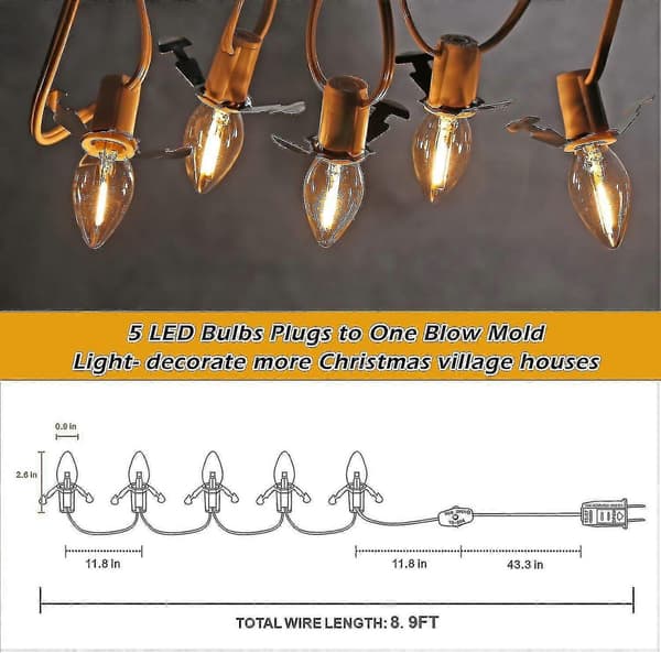 5 Base C7 Stringpærer Juleby Lys Tilbehørssnor Med 5 LED Pærer [RONg]
