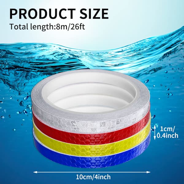 Reflextejp på rulle, 1cm*8m Säkerhetsvarningstejp Säkerhetsmärkning Reflextejp Vattentät Hög Synlighet Reflex[RONg]
