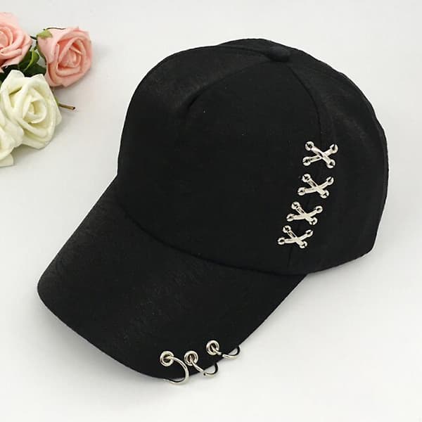 Kpop Hatt Piercing Ring Baseball Justerbar Keps Hip Hop Snapback Keps Mode[RONg]